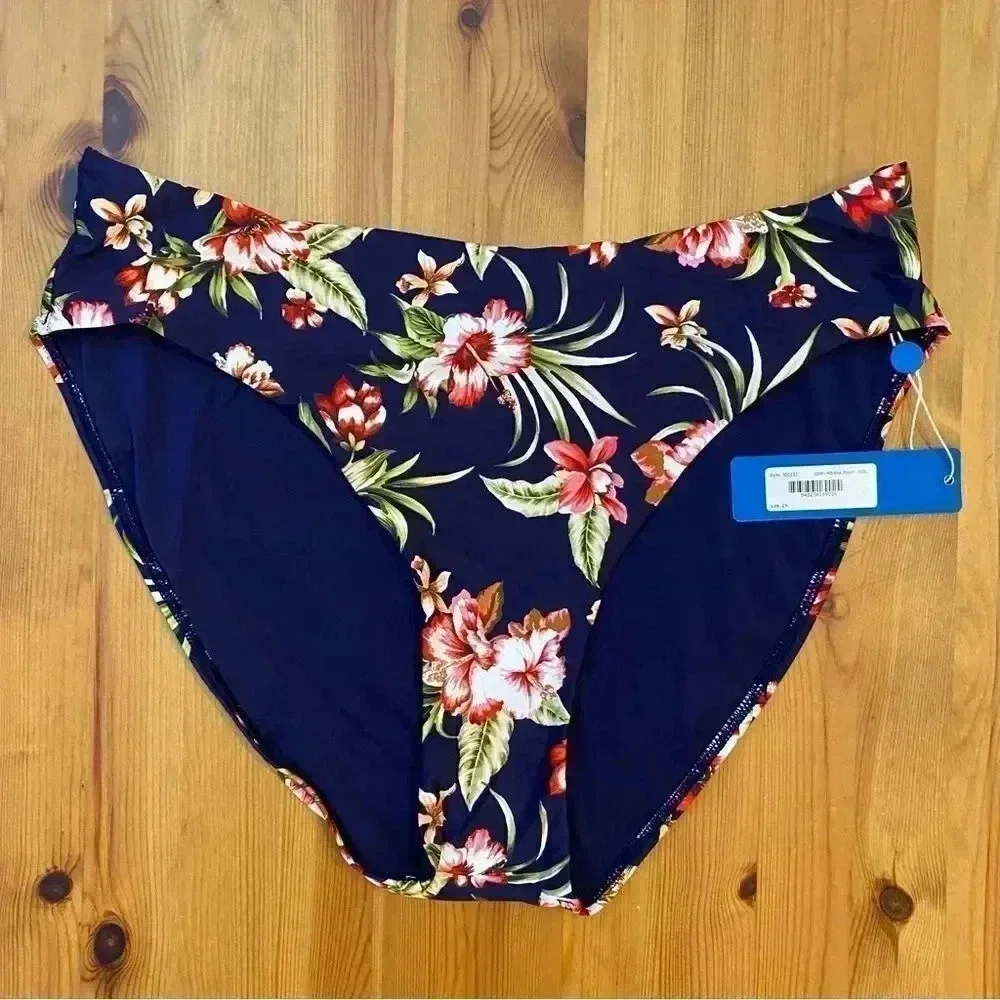 Bare Necessities Birdsong Mid Waist Bikini Bottom Floral Hibiscus Bloom